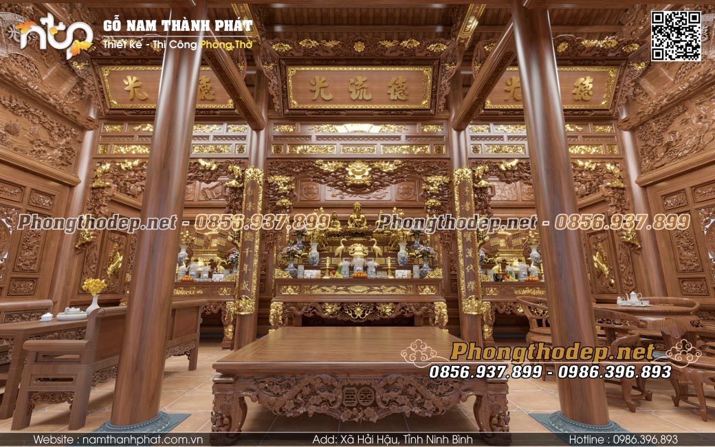 Nội thất nhà gỗ 3 gian đẹp